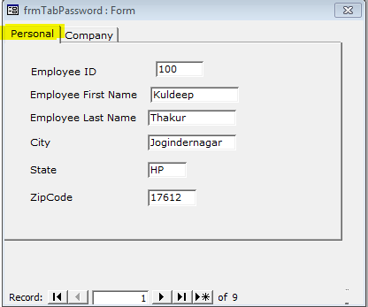 Password Protected MS Access Tab Control