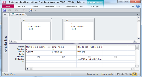 Fig:-1.2- Solution Query created