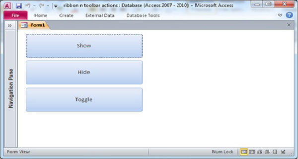 ms access runtime ribbons