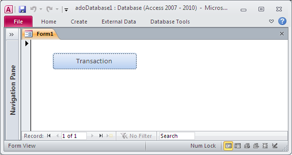 Transaction Based Processing In MS Access Using ADOs Fig-1.2