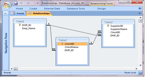Creating relationships between tables in MS Access using VBA code Fig-1.4