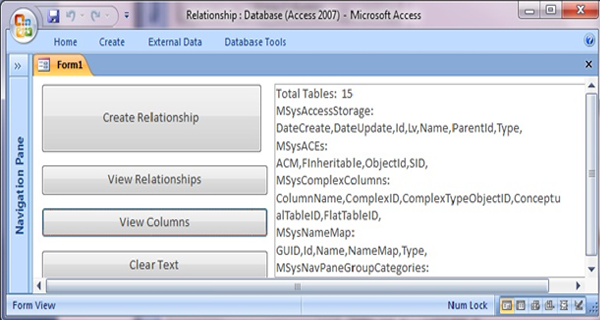 Creating relationships between tables in MS Access using VBA code Fig-1.5