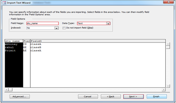 Import data from CSV file to Microsoft Access Fig-1.5
