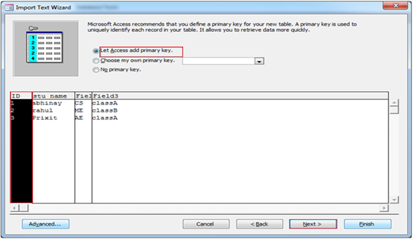 Import data from CSV file to Microsoft Access Fig-1.6
