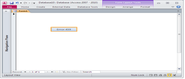 Error 459 Object or class does not support the set of events. Fig-1.1