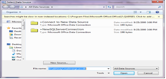 Microsoft Word mail merge from Microsoft Access Database Fig-1.3