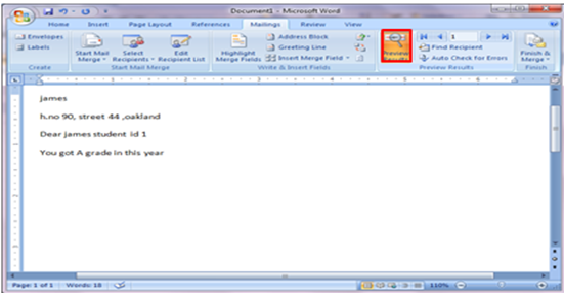 Microsoft Word mail merge from Microsoft Access Database Fig-1.6