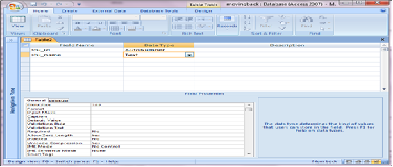 Navigation on Microsoft Access form using macros Fig-1.1