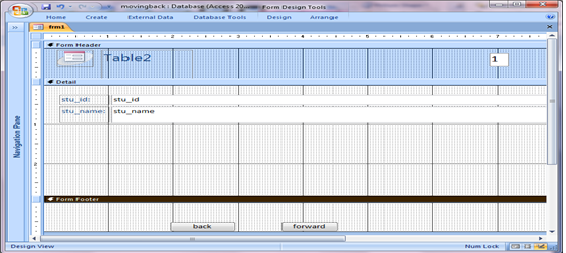 Navigation on Microsoft Access form using macros Fig-1.2