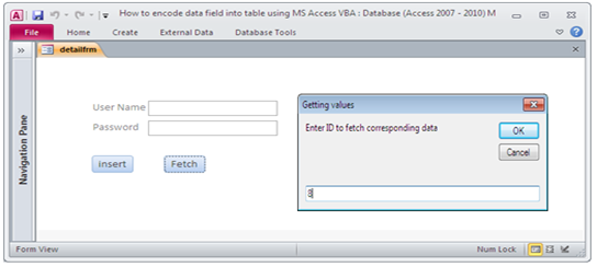 Storing data in encrypted form in MS Access table Fig-1.4