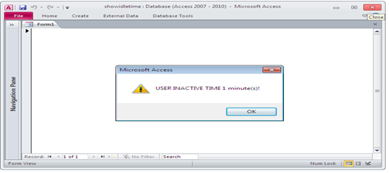 Track system inactive time using VBA Fig-1.3