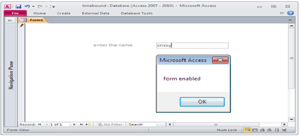 Enable and disable Microsoft Access Form control using VBA Fig-1.3