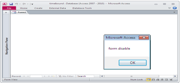 Enable and disable Microsoft Access Form control using VBA Fig-1.4