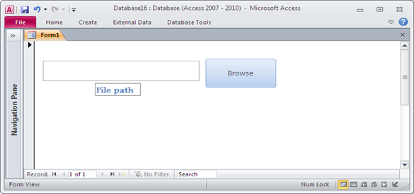 Open file browser on Microsoft Access using VBA Fig-1.1