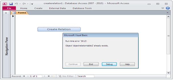 Create relationships in MS Access. Fig-1.3