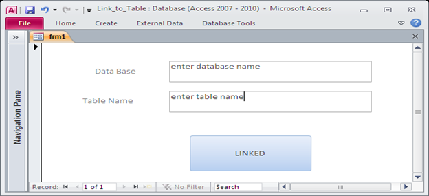 Relink Access tables using VBA code. Fig-1.1