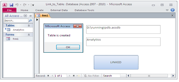Relink Access tables using VBA code. Fig-1.2