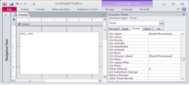 Enable mouse wheel scroll of textbox using VBA. Fig-1.1