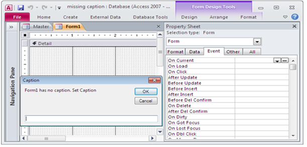 MS Access VBA code for set the Form caption. Fig-1.2