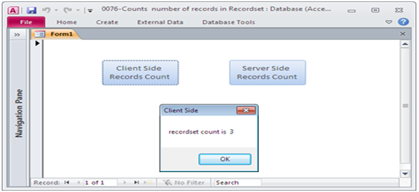 MS Access VBA count records of recordset Fig Fig-1.1