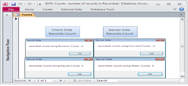 MS Access VBA count records of recordset Fig Fig-1.2