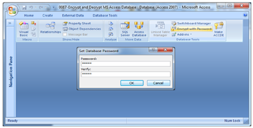MS Access encrypts and decrypts the MS Access Database Fig 1.2