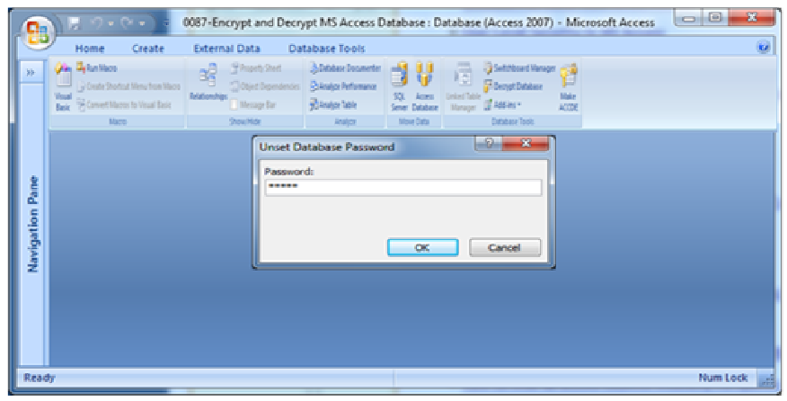 MS Access encrypts and decrypts the MS Access Database Fig 1.4