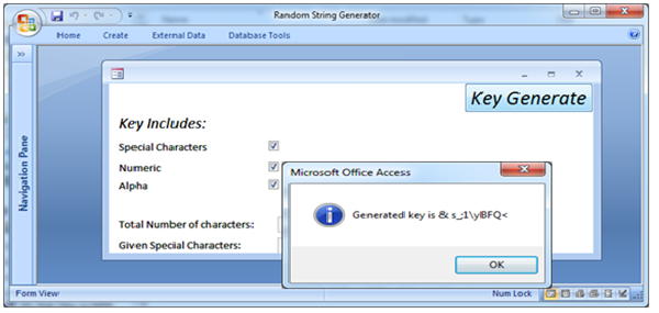 MS Access VBA generate random key string  Fig 1.2