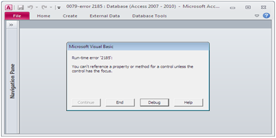 How to fix Error 2185 in MS Access VBA Fig-1.1